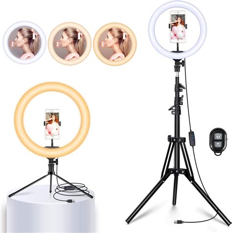🔥 Cashback up to 70% Yesker 10'' Ring Light with 51” Tripod Flexible Stand LED Selfie RingLight 10 Brightness with Camera Remote Shutter Phone Holder for Video Live Stream Makeup